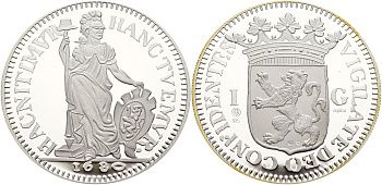 Нидерланды медаль ND серия старинные монеты, 1 гульден 1680, вес 31,2 грамма серебро PROOF 00-00