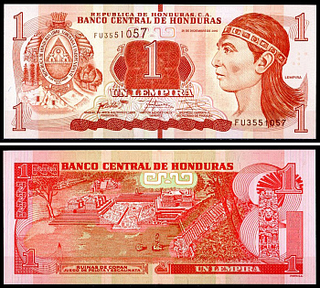 Гондурас 1 лемпир 2016 Pick 96 бумага UNC (пресс) 402-53-1-1