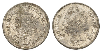 Венесуэла 1 боливар 1986 Симон Боливар Y 52 никель 4586-1156