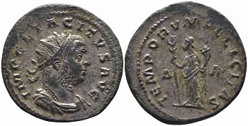 Римская Империя аврелианиан 276 Тацит TEMPORVM FELICITAS Лугдун about Extremely fine RIC 65 бронза, серебрение 1073-16-12