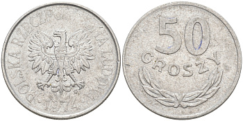 ПОЛЬША 50 ГРОШЕЙ 1974 MW KM 48.1 алюминий VF-XF 190-443
