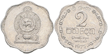 Шри-Ланка 2 цента 1975 KM 138 алюминий 76-133