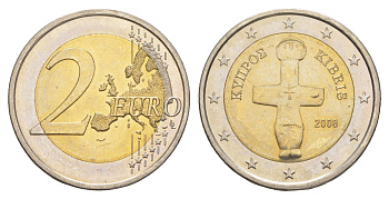 Кипр 2 евро 2008 KM 85 биметалл BU 4652-316