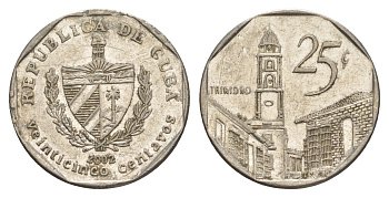 Куба 25 сентаво 2002 площадь в Тринидаде KM 577.2 сталь плакированная никелем 4646-423