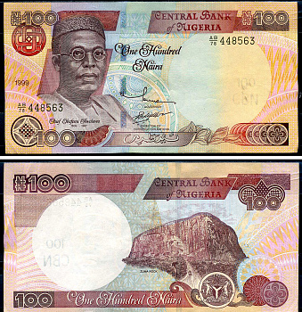 Нигерия 100 найра 1999 Обафеми Аволово, гора Зума Ро Pick 28 b бумага 8592-36-3-1