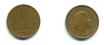 НИДЕРЛАНДЫ 1 ЦЕНТ 1970 ЮЛИАНА KM 180 бронза 53-219