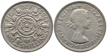 Великобритания 2 шиллинга (флорин) 1965 Елизавета II (1952-2022) KM 906, Spink 4146 медно-никель 4680-734