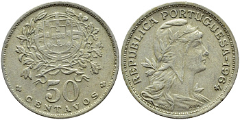 Португалия 50 сентаво 1964 KM 577 медно-никель 4395-756