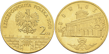 Польша 2 злотых 2008 серия города Польши, Лович KM 630 латунь 4589-353