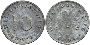 Германия 10 рейхспфеннигов 1944 J KM 101, J.371 цинк 4151-328