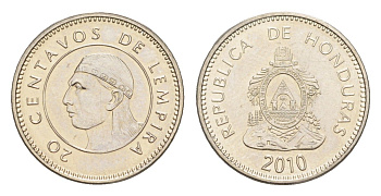 Гондурас 20 сентаво 2010 KM 83a.2 сталь плакированная никелем UNC 4644-253