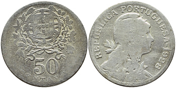 Португалия 50 сентаво 1928 KM 577 медно-никель 4395-826
