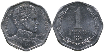 Чили 1 песо 1994 So KM 231, Schon 79 алюминий 4387-535