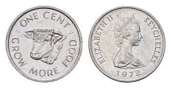 Сейшельские острова (Сейшелы) 1 цент 1972 ФАО - Выращивайте больше еды, Елизавета II (1953-1975) KM 17 алюминий UNC 4643-615