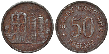 Германия, Трир 50 пфеннигов 1919 Рейнлянд-Пфальц, нотгельд, термы железо 4121-544