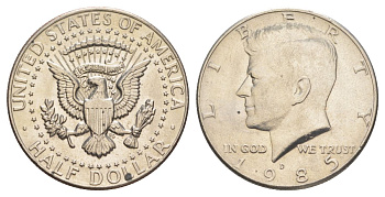 США 1/2 доллара (50 центов) 1983 D, Джон Кеннеди KM A202b медь плакированная медно-никелем aUNC 4367-825