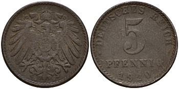 Германия 5 пфеннигов 1920 A J.297  KM 19 железо    4598-1155