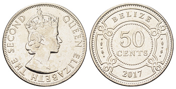 Белиз 50 центов 2017 Екатерина II (1952-2022) KM 37 медно-никель  UNC  M86-09