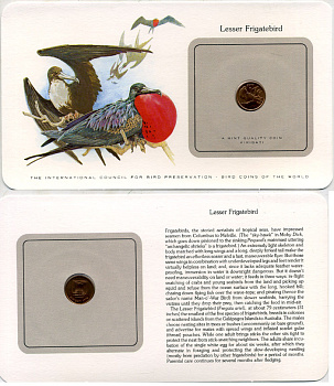 КИРИБАТИ 1 ЦЕНТ 1979 СЕРИЯ МОНЕТЫ МИРА С ИЗОБРАЖЕНИЕМ ПТИЦ, В ОРИГИНАЛЬНОМ БУКЛЕТЕ С ОПИСАНИЕМ KM 1 бронза UNC 5121-19