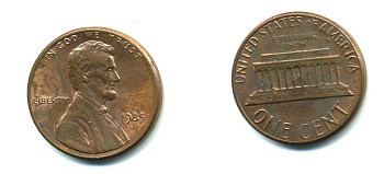 США 1 ЦЕНТ 1985 ЛИНКОЛЬН KM 201b цинк плакированный медью 46-715