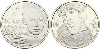 Австрия 20 евро 2012 Эгон Шиле, австрийский художник и график, представитель школы модерна LN G98 серебро PROOF 01-165-13