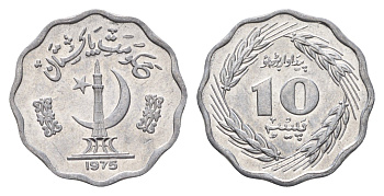 Пакистан 10 пайс 1975 KM 36 алюминий UNC 3334-517