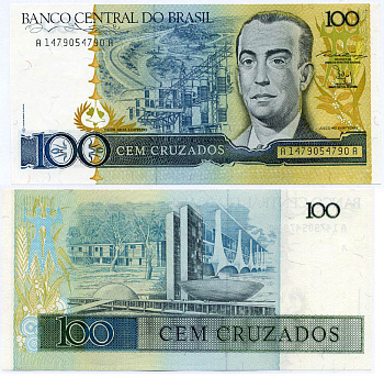 БРАЗИЛИЯ 100 КРУЗАДО 1987 ПОДПИСЬ 24 Pick 211b бумага UNC (ПРЕСС) 8611-38-3-1