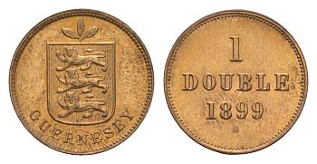 Гернси 1 дубль (дабл) 1899 H KM 10 бронза UNC 633-1935