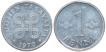 Финляндия 1 пенни 1970 KM 44а алюминий 71-1033