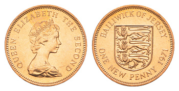 Джерси 1 новый пенни 1971 Елизавета II (1952-2022), герб KM 30 бронза UNC M68-20