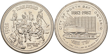 Канада жетон 1982 Souvenir dollar, серия 100 лет Онтарио (1882-1982), железная дорога никель 4590-912