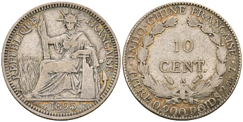 Французский Индокитай 10 сантимов 1895 KM 2a серебро 272-1335