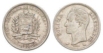 Венесуэла 1 боливар 1960 Симон Боливар Y 37a серебро 4628-817