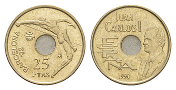 Испания 25 песет 1990 XXV летние Олимпийские Игры, Барселона 1992, Король Хуан Карлос I KM 851 алюминиевая бронза 4623-1256