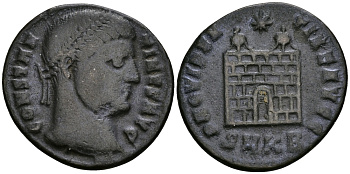 Римская Империя нуммий 324 - 325 Константин I Великий PROVIDENTIAE AVGG Кизик Very fine RIC 24 бронза 270-934