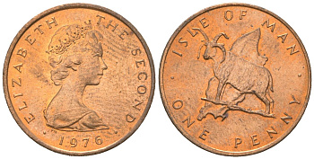 Остров Мэн 1 пенни 1976 Елизавета II (1952-2022) KM 33 бронза UNC 4151-348
