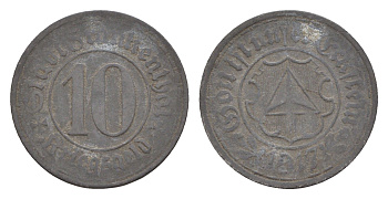 Франкенталь 10 пфеннигов 1917 Funck 135.5, Men05 7460.4, Men18 9381.4 цинк 4528-1011