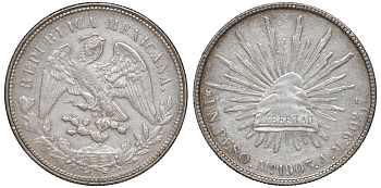 Мексика 1 песо 1903 Mo AM KM 409 серебро 00-1067-8-23