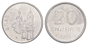 Бразилия 20 крузейро 1985 KM 593.2 нержавеющая сталь UNC 4642-1227