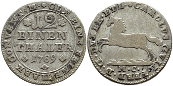БРАУНШВЕЙГ-ВОЛЬФЕНБЮТТЕЛЬ 1/12 ТАЛЕРА 1789 MC KM 1000 серебро 54-922