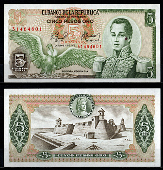 Колумбия 5 песо 1978 Pick 406 f бумага UNC (пресс) 7191-51-3-2