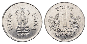 Индия 1 рупия 1994 KM 92.1 нержавеющая сталь UNC 4688-1251