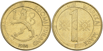 ФИНЛЯНДИЯ 1 МАРКА 1994 M KM 76 алюминиевая бронза 4556-535