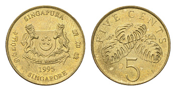 Сингапур 5 центов 1995 KM 99 алюминиевая бронза UNC 4685-615