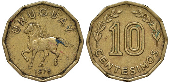 Уругвай 10 сентесимо 1978 KM 66 алюминиевая бронза 4164-762