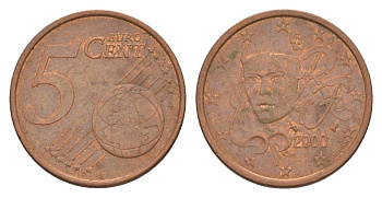 Франция 5 евроцентов 2000 KM 1284 сталь плакированная медью 4630-467