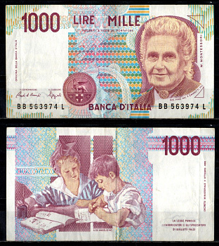 Италия 1000 лир 1990 Pick 114 a бумага 6262-26-2-2