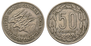 Экваториальная Африка 50 франков 1963 KM 3 медно-никель 57-913