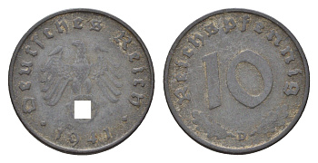 Германия 10 рейхспфеннигов 1941 D KM 101, J. 371 цинк 4152-632