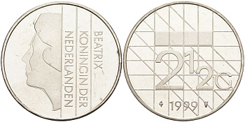 Нидерланды 2 1/2 гульдена 1999 Беатрикс (1980-2013) KM 206 никель 4593-733